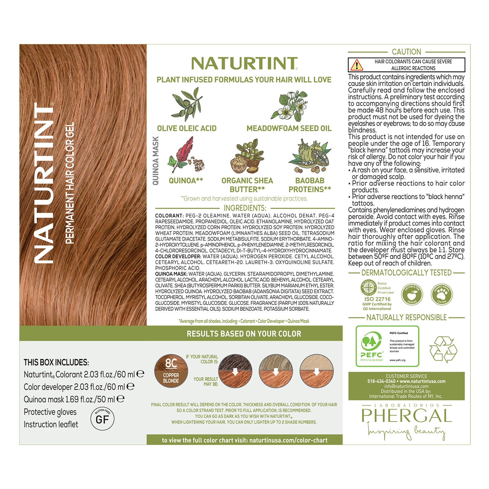 Naturtint Permanent Hair Color 8C Copper Blonde (Packaging may